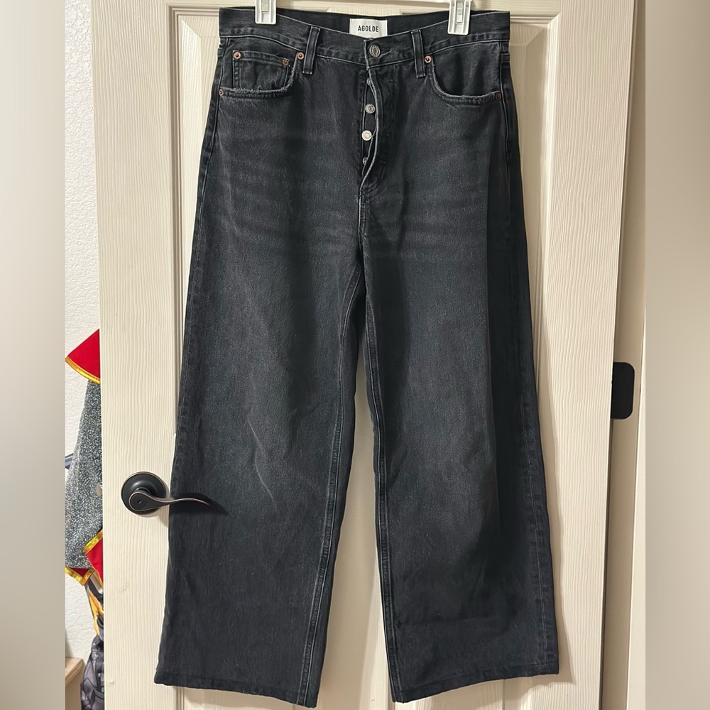 Agolde Black Wide-Leg High-Rise Jeans